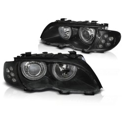 PHARES AVANT  BMW E46 ANGEL EYES  NOIR 09/01 au 03/05